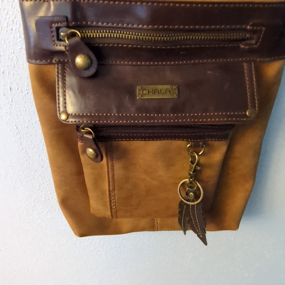 Chala  Shoulder Bag Womens Brown M Crossbody Purse Zip Close Pockets Adjustable - Picture 5 of 11